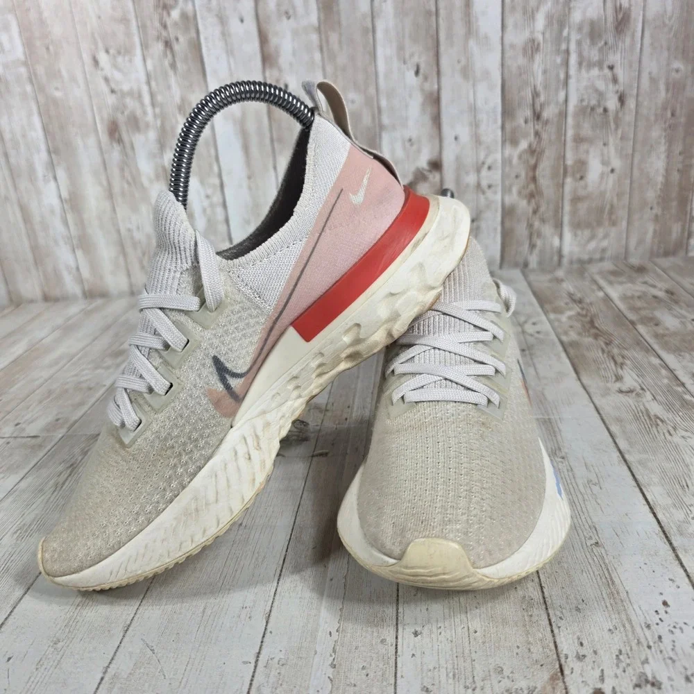 Nike React Infinity Run Flyknit 3 Women's Shoes Light Bone Pink‎ Blue Size 7